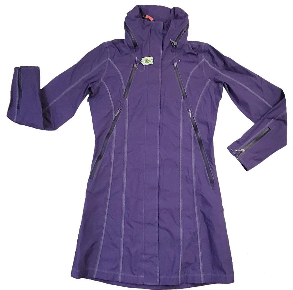 KUHL Womens Purple LENA TRENCH RAIN JACKET Hidden Hood Water Rain