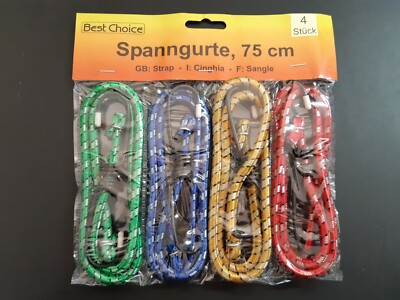 * BEST CHOICE 4er Set Spanngurte (4x75cm) farblich gemischt NEU