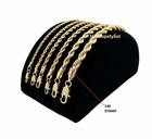 Mens Rope Chain Necklace Bracelet 2mm to 6mm 14k Gold Plated 8, 9, 20, 24, 30" 