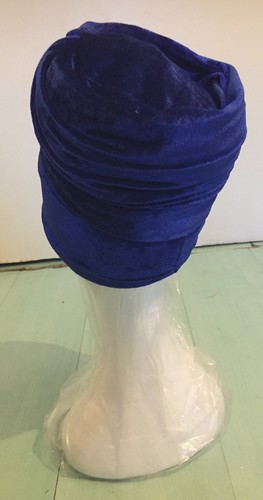 Royal Blue Head Wrap In Turban Finishing - Picture 3 of 3