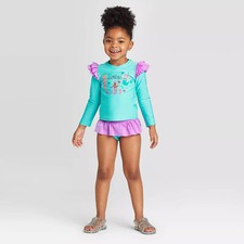 Cat  Jack Toddler Girl Mermaid Long Sleeve Rash Guard Swim Set 12M, 18M, 2T, 3T