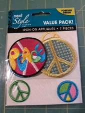 Peace Patches Value Pack Iron on Applique Set of 7 Next Style Fashion Art