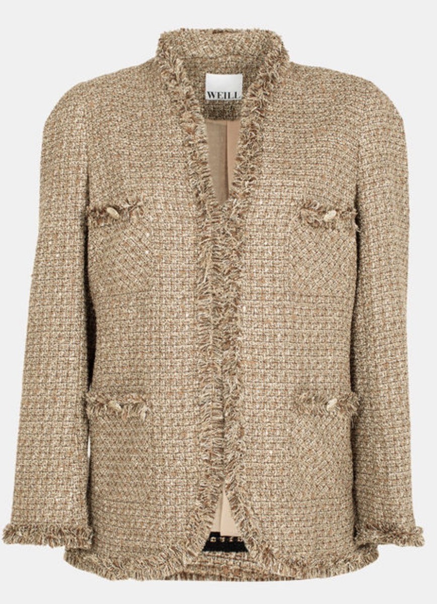 NWT WEILL of Paris Women’s Sz 2 Tweed Long Sleeve Jacket Tan Metallic Gold $920 NWT WEILL of Paris Women’s Sz 2 Tweed Long Sleeve Jacket Tan Metallic Gold $920