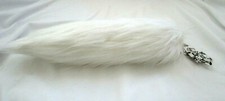 WHITE FAUX FOX TAIL KEYCHAIN RING PURSE TASSLE BELT CLIP 12"-NEW WITH TAGS