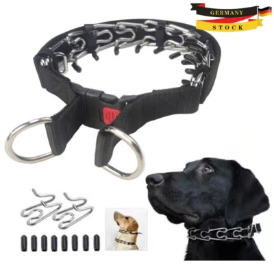 MARKENLOS S-XL Hundehalsband Verstellbarer Training Zacken-Pinch-Kette -Nylon Mit Stahl DE