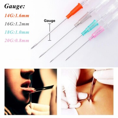4X Disposable Catheter Cannula Sterilised Puncture Needle Tube Body Piercing Kit