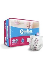 4 Pack Comfees Toddler Training Paints Size 4T to 5T 19 Diapers