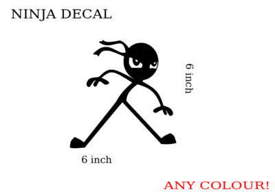 Ninja Stickman comedy car vinyl window or bumper decal sticker 6x6 inch