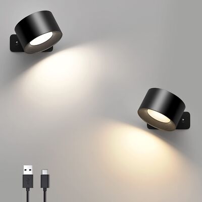 2 Stück LED Wandleuchte, wiederaufladbare LED Wandlampen, 3 Helligkeitsstufen