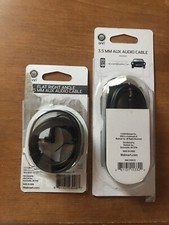 NEW 2 ONN 4 FT FEET 1.2M 3.5 MM AUX AUXILIARY AUDIO CABLE LOT FLAT RIGHT ANGLE
