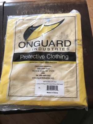 Onguard 2 Piece PVC/nylon Protective Clothing Suit Size XL