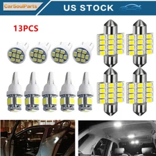 13x Pure White LED Fit Dome License Plate Lamp bulbs Lights Interior Package Kit
