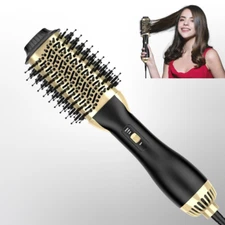 Hair Dryer Brush One-Step Hair Dryer and Volumizer Hot Air Brush Black/Gold