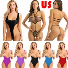 Women's Open Chest High Cut Thong Leotard Teddy Bodysuit One Piece Nightwear