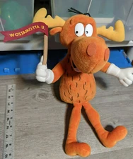Rocky & Bullwinkle 15" Plush Cartoon Moose, WOSSAMOTTA U Flag, Stuffed Animal
