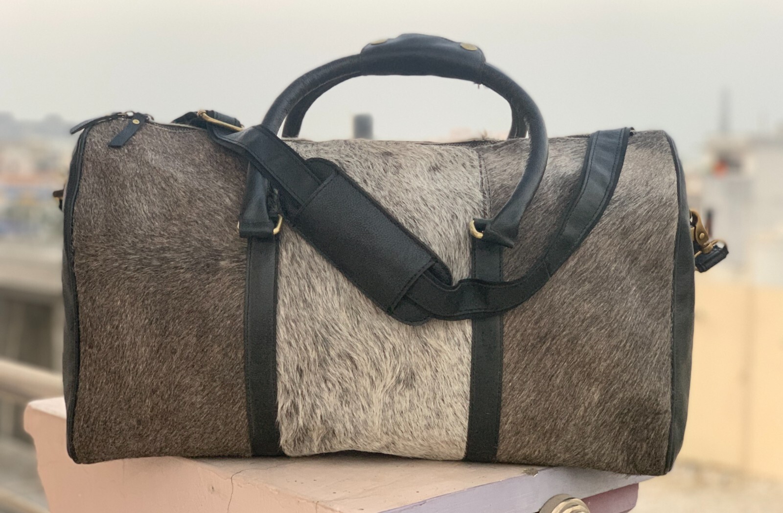 Bolso de Lona de Cuero Búfalo de 20" para Viaje de Fin de Semana Cabina Aérea Equipaje de Mano Bolsos