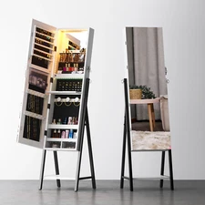 Full Mirror with Stand, Cheval Mirror Cabinet, Full Length Dressing Floor Mirror