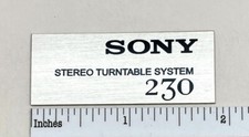 Sony 230 Stereo Turntable Logo Faceplate Badge Custom Made Aluminum