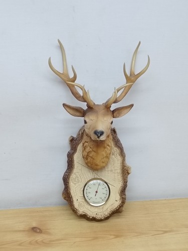 Vintage 1970s Plastic Wall Mounted Deer Stag Thermometer With Antlers - Picture 2 of 7