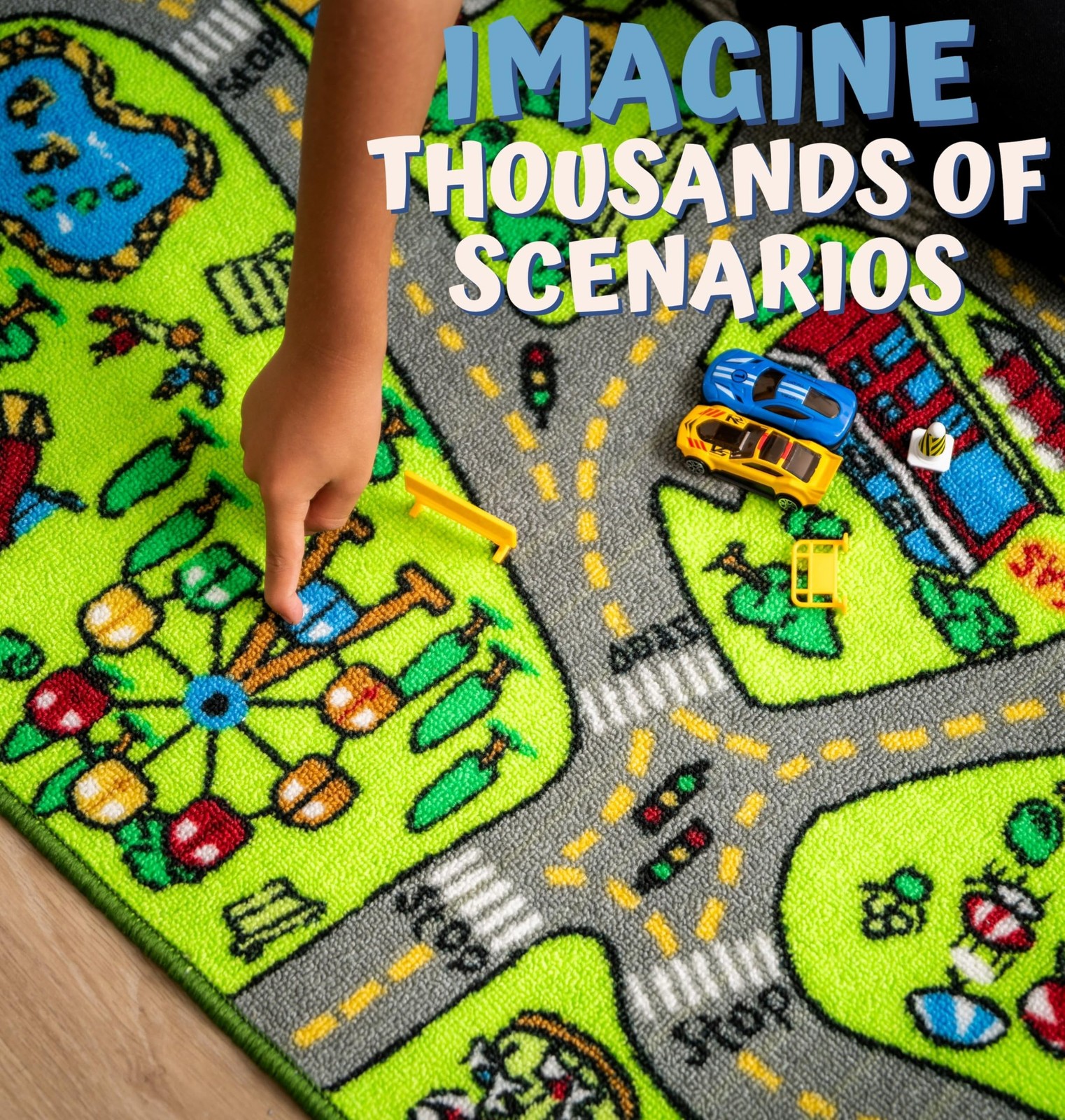 ToyVelt Car Rug for Kids – Educational Road Rug for Kids, Boys Rug & Toddler