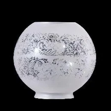 B&P Lamp Supply 8" "Floral Panels" Clear & Etched Glass Gas Shade
