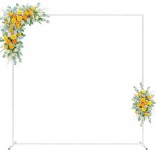 6.6x6.6FT Square Wedding Arch Backdrop Stand White Metal Ceremony Decor