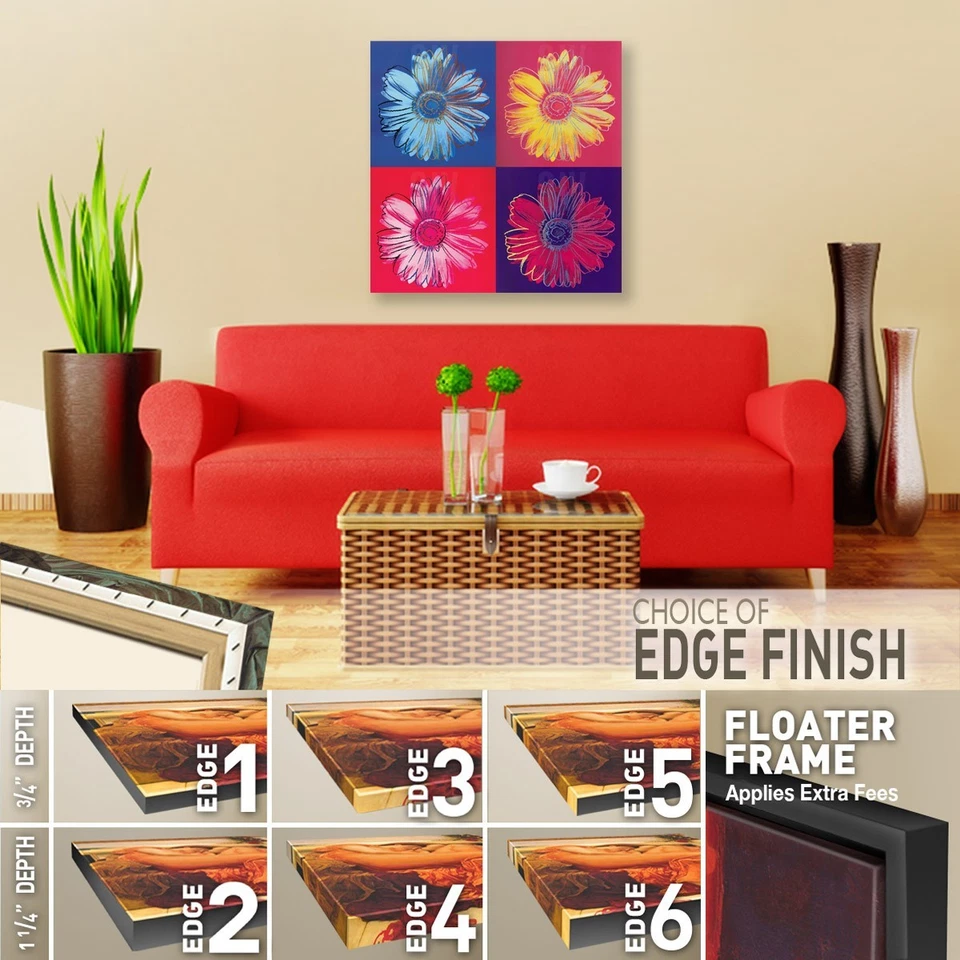 36W"x36H" DAISY, 1982 (AZUL ROSA ROJO AMARILLO) por ANDY WARHOL - OPCIONES de LIENZO Foto 2 de 4