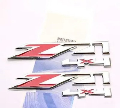 2X Chrome Red 4x4 Emblems Badges for Silverado Sierra T Color: Chrome with red