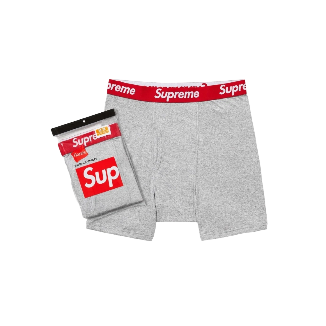 Boxer slip Supreme Hanes gris bruyère (lot de 2)