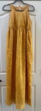 Vintage Tahiti Imports 60  s Hawaiian Maxi Sun Dress Yellow Chiffon Burnout XS/S