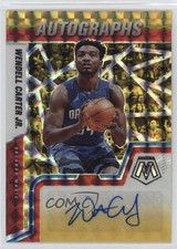 2021 Panini Mosaic Choice Fusion Red & Yellow Prizm Wendell Carter Jr Auto 5ub