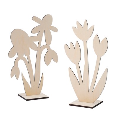 Fun Express DIY Unfinished Wood Flowers Tabletop Decorations - 6 Pc
