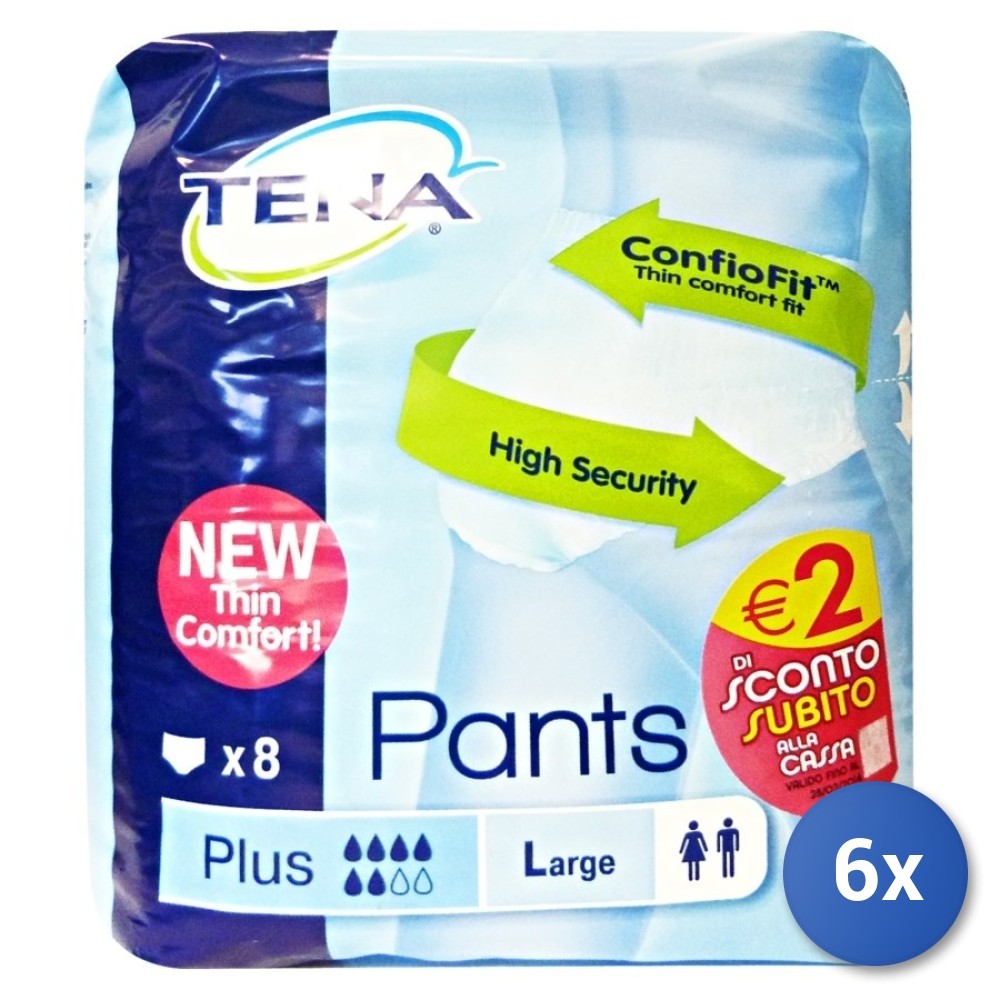 6X Tena Pants Plus Underwear For Incontinence Unisex 8 Pcs