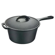 Black Cast-Iron Cooking Pot with Lid Heavy Duty for Kitchen, Parents of Infants