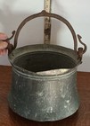 ANTIQUE HAND FORGED “COPPER” HANGING POT CAULDRON WITH SWING BAIL HANDLE — photo 2
