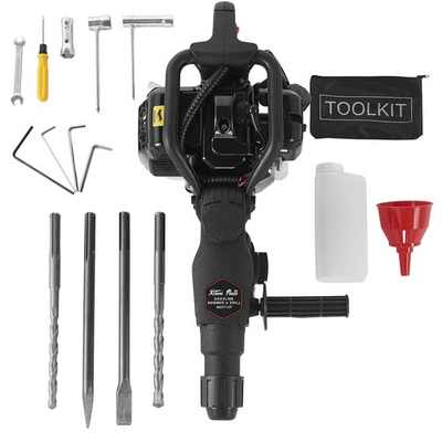 #ad XtremepowerUS 2 in 1 Gas Demolition Hammer Drilling w Point Flat Chisel Drill $239.95