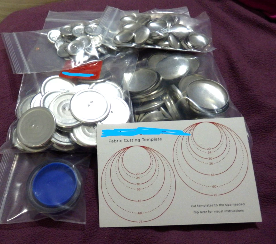 About 100 Metal Button Blanks to Make Approx. 1 & 2 Inch Fabric Buttons see desc - Image 2 of 4