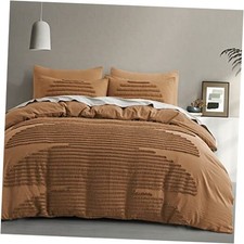 Size Duvet Cover, 5 Pieces Textured Duvet Cover Sets, Soft King Pumpkin Brown