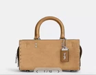 Coach Rogue 26 Rivet Shoulder Bag Handbag Suede Glovetanned Leather Brown