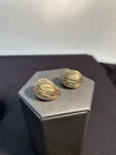 Vintage Gold-Tone Ribbed Shell Clip-On Earrings Mid Century Costume Jewelry