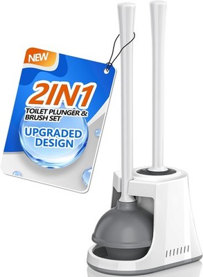 Toilet Plunger and Brush with Holder, Bowl Brush and Heavy Duty Toilet Plunger