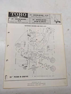 #ad TORO PARTS CATALOG LIST BOOK MANUAL REFERENCE DRAWING 19 21” POW R DRIVE 18221 $14.24