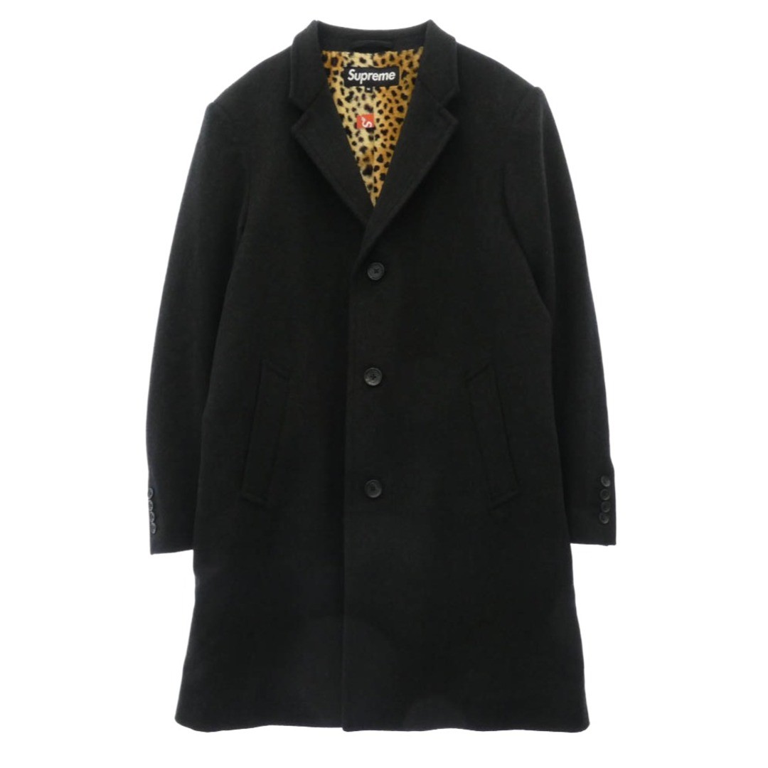 kmSUPREME × Loro Piana Wool Overcoat Supreme 17AW Loro Piana Wool Overcoat Chester Lined Leopard Black