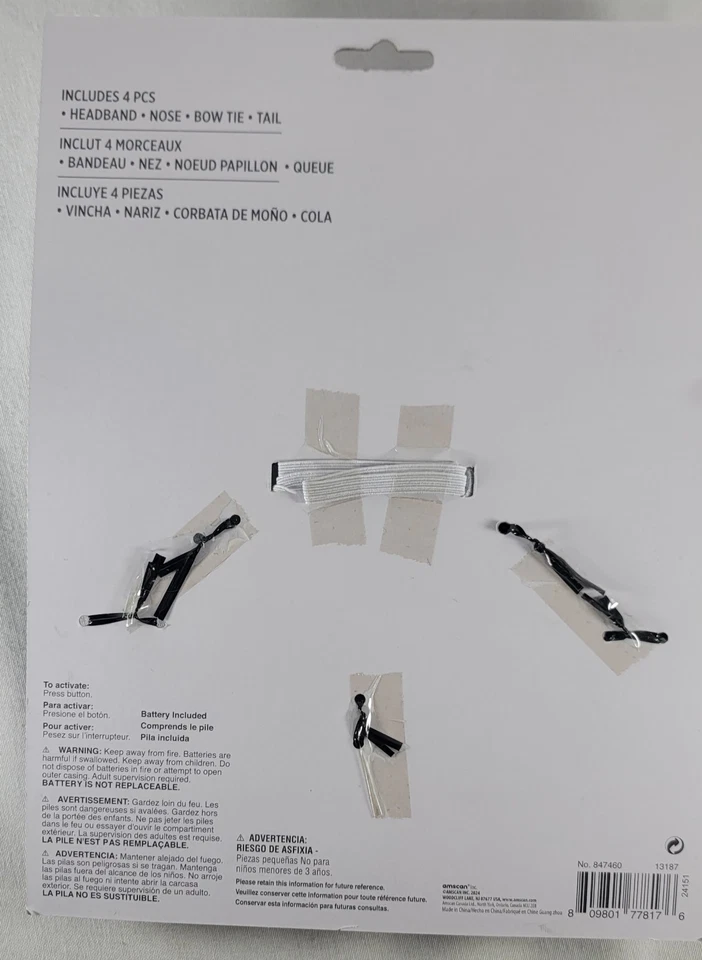 Halloween Orejas de Gato Negro Nariz Pajarita y Cola Accesorios - ¡La Nariz hace Ruido! Foto 2 de 2