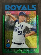 2021 Topps Silver Pack Brady Singer RC 1986 Chrome Green Mojo Refractor /99