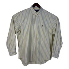 Vtg Polo Ralph Lauren Shirt Blue Mens XL Classic Fit Striped Oxford Flesh Pony
