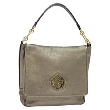 LOEWE Anagram Shoulder Bag Leather Gold Auth am7935