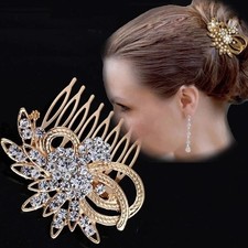 Elegant Rhinestone Hair Claw Clip Women Bridal Crystal Comb Luxury-Gold