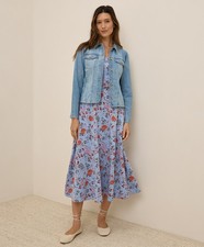 Pact Women's Fit & Flare Midi Dress X-Small Regular Nightfall Blooms Blue