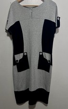 Body Con Dress Black and Gray Size Medium Knee Length Short Sleeve Stretch EUC